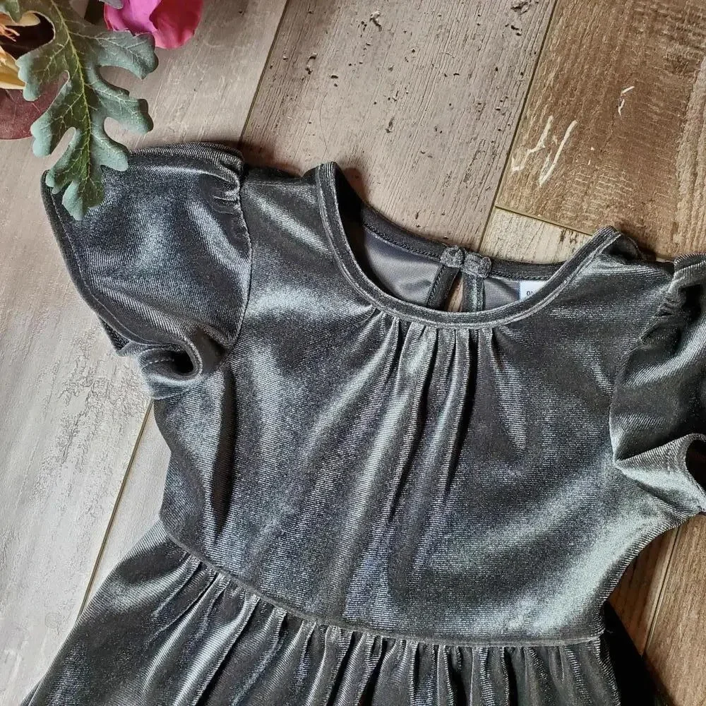 Old Navy Gray Velvet Toddler Girls Dress Size 12-18 Months